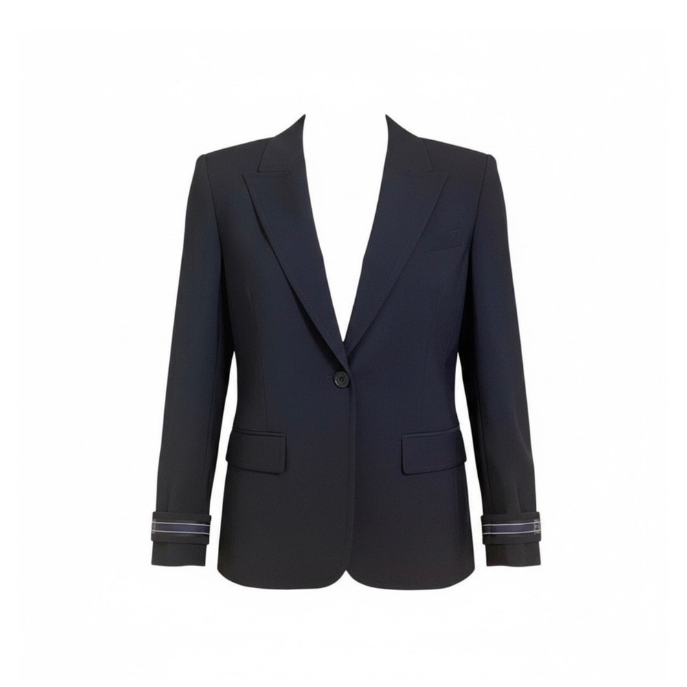Fendi Blazer Women 52 Navy Giacca Divisa Imperial FF Logo Cuff FJ7056 YB5 F14FC